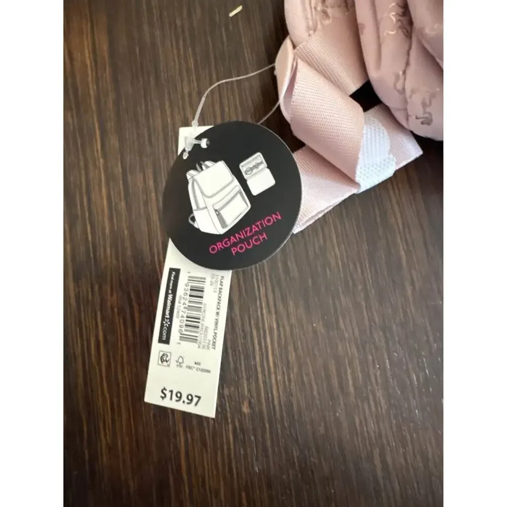 Girls Pink Unicorn Backpack Clear Pocket Organizer Pouch NWT Blush Gold